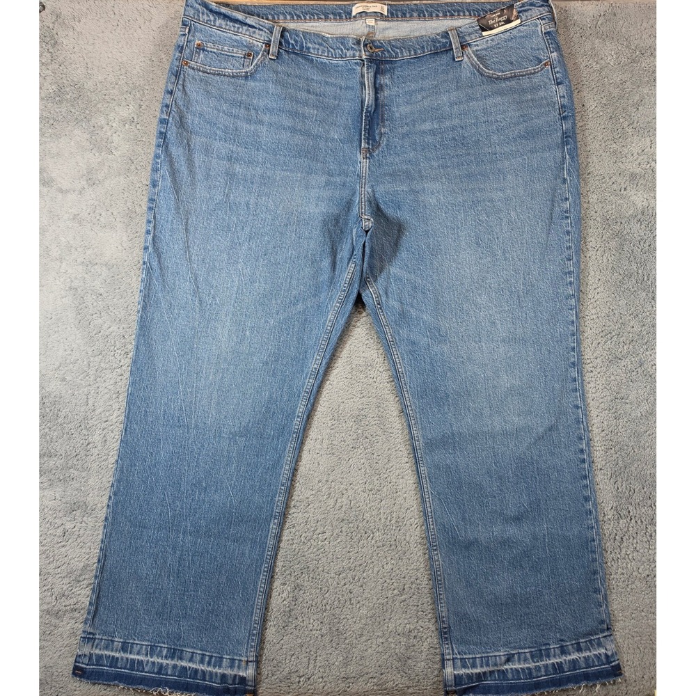 Abercrombie & Fitch The Baggy Jeans Womens 37 24L Blue Low Rise Curve Love NWT